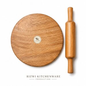 Chakla Belan Set (10 Inch Chakla, 13 Inch Belan) | Chapati Maker | Roti Maker Rolling Pin & Board | Handmade Wooden Chakla Belan for Kitchen | Brown | Pack of 2